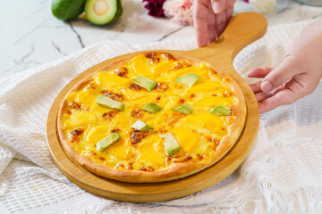 Pizza on a simple background