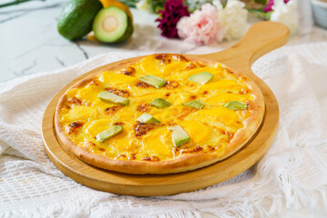 Pizza on a simple background