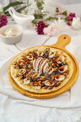 Pizza on a simple background