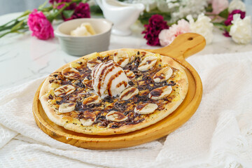 Pizza on a simple background