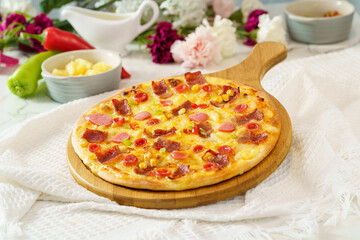 Pizza on a simple background