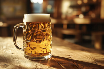 Traditional german beer glass on wooden table
