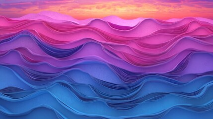 Fototapeta premium A contemporary wallpaper design with undulating patterns in shades of violet and turquoise, providing a generous copy-space area