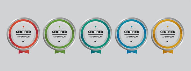 Set certificate badge circle or rounded template vector editable