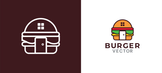 Burger house vector logo design 