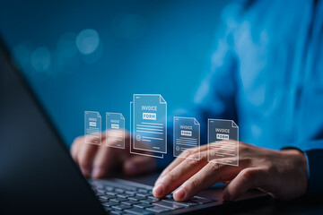 Electronic tax invoice of payment, digital sign invoice document and billing management concept....