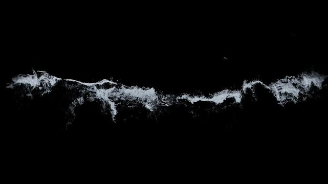 seafoam texture isolated on black with alpha, seamless loop of a sea white foam for compositing of rolling waves