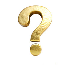 Naklejka premium Golden question mark isolated on transparent background
