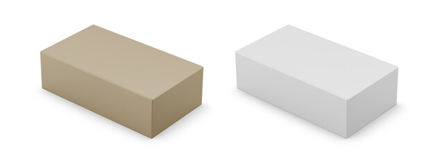 Paper Cardboard Box Mockup Isolated on Background. 3D Rendering