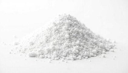 Fototapeta premium Pile of white granulated sugar on white background, clean background, sweet, cooking