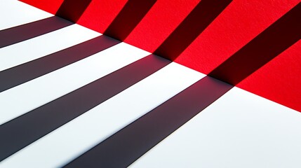 Obraz premium Abstract red and white wall and floor with black shadow lines for design