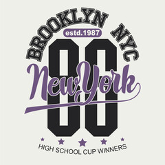 Sport t-shirt graphics. New York City athletic apparel design. Vector
