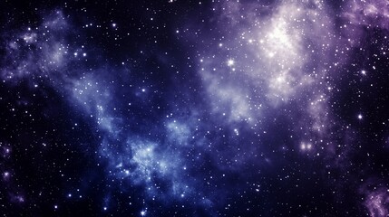 Naklejka premium Stunning Blue and White Spiral Galaxy with Bright Stars in Deep Purple Cosmic Space for Astronomy Exploration Concept