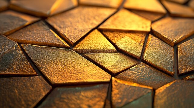 The gold contemporary surface of this 3D wall background has an angular shape, as shown in the premium 3D render
