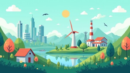Naklejka premium Sustainable ESG industry. Environmental, Social, and Corporate Governance concept. illustration