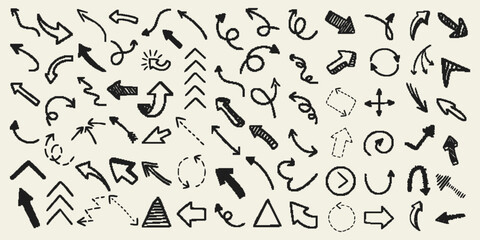 Hand Drawn Arrow. Vector Icons Set. Modern Simple Arrows. Vector Illustration EPS.
