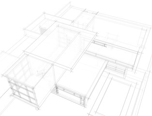 sketch of building	3d rendering