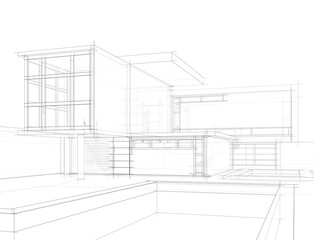 sketch of building	3d rendering