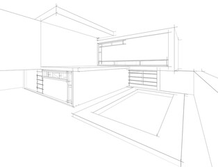 sketch of building	3d rendering