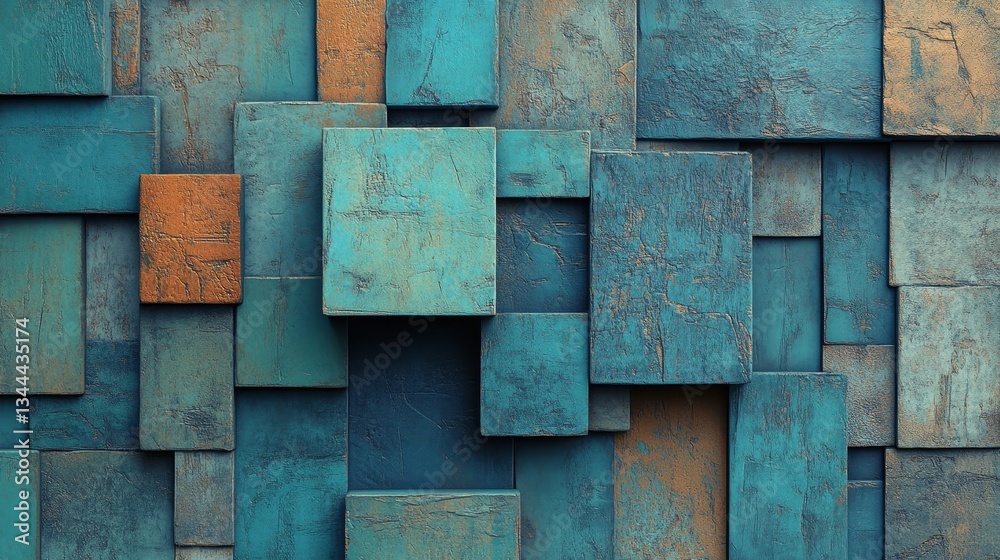 Poster a 3d render features precisely aligned translucent cubes with a grey, futuristic tech background