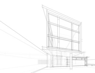 sketch of building	3d rendering