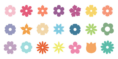 Set of colorful flowers for greeting cards, Easter, thanksgiving. Vector illustration