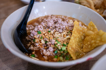 Cozy noodle soup experience a close-up of culinary delight at a local eatery