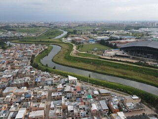 Aerial view Bogotá river