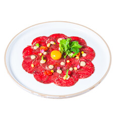Culinary innovation artistic beef tartare in modern cuisine