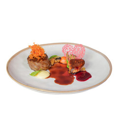 Culinary art in an elegant setting top-down gourmet dish photography