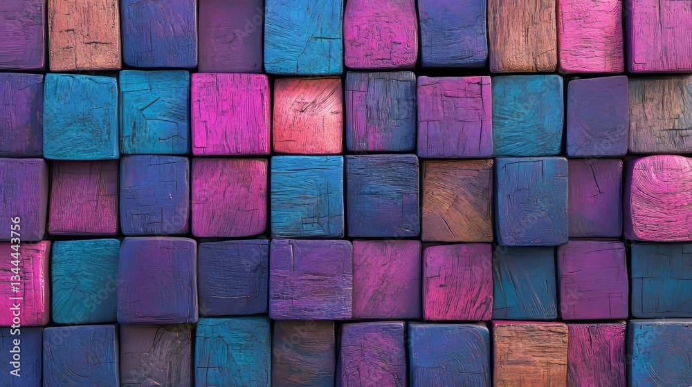 Poster the innovative tech background features precisely arranged translucent blocks in shades of violet an