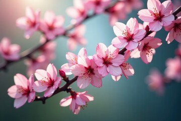 Obraz premium Delicate pink cherry blossoms, intricate branch pattern, texture, flower