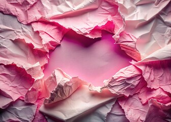 Torn Pink & White Paper Background with Copy Space: Surreal Texture for Design