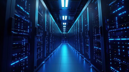 High-tech server room filled with advanced machinery and equipment for ai-driven supercomputer automation and processing