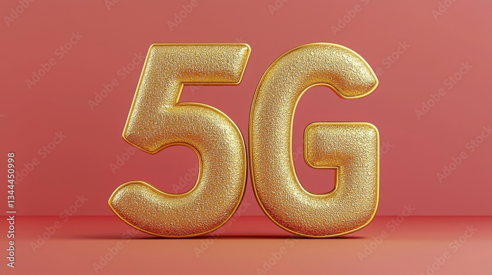 Poster ai-enhanced 5g bandwidth management with golden number five representing advanced communication tech