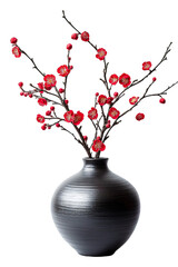 Aromatic red blossoms in a dark gray vase