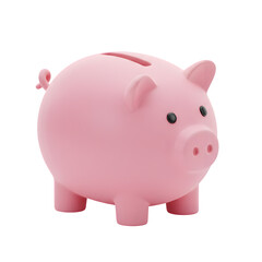 Realistic Pink Piggy Bank with Coin Slot Isolated on PNG Background.