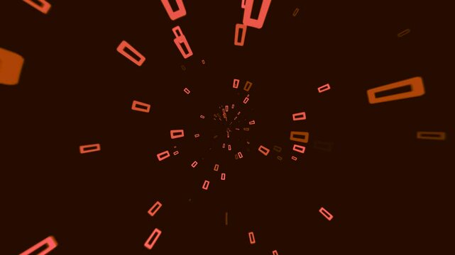 Brown background, appearing and disappearing rectangles in a big swirl, abstract.