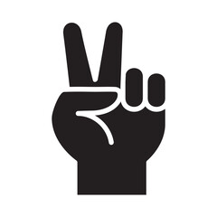 Two finger icon. Number two finger hand sign. Peace symbol.