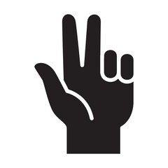 Two finger icon. Number two finger hand sign. Peace symbol.