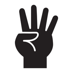 Obraz premium Hand four finger icon. Number four hand sign. Four finger gesture.