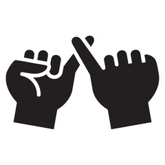 Two hands makes pinky promise icon. Two hand little finger sign. 