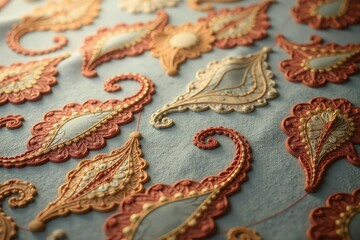 Obraz premium Subtle paisley print, muted earth tones, soft focus , art, illustration