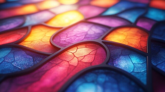 Colorful Stained Glass Design Closeup