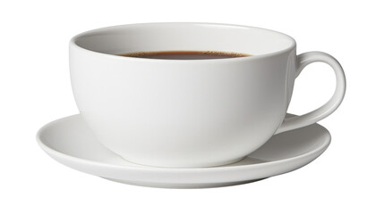 Simple White Coffee Cup on Saucer with Dark Brewed Beverage Ready to Enjoy