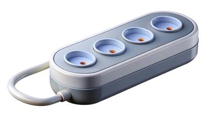 Fototapeta premium Four-Outlet Power Strip on White Background