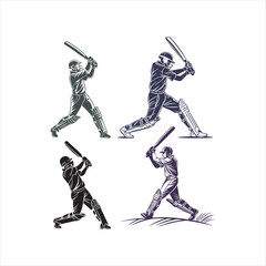 Obraz premium Cricket Player Silhouette Vector Illustration