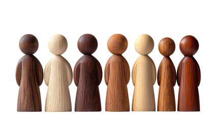 Diverse figures in a row, various skin tones