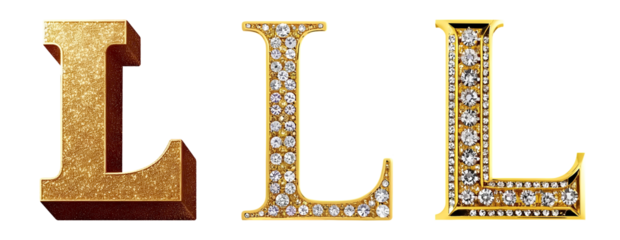 Letter L gold glitter 3d alphabet l png clipart cutout transparent isolated