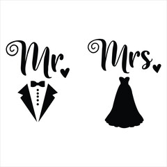 Mr and Mrs SVG, Mr SVG, Mrs SVG, Mr and Mrs Cut File, Mr Groom Svg, Mrs Bride Svg, Wedding Design Svg, Wedding Sign Svg, Marriage Svg